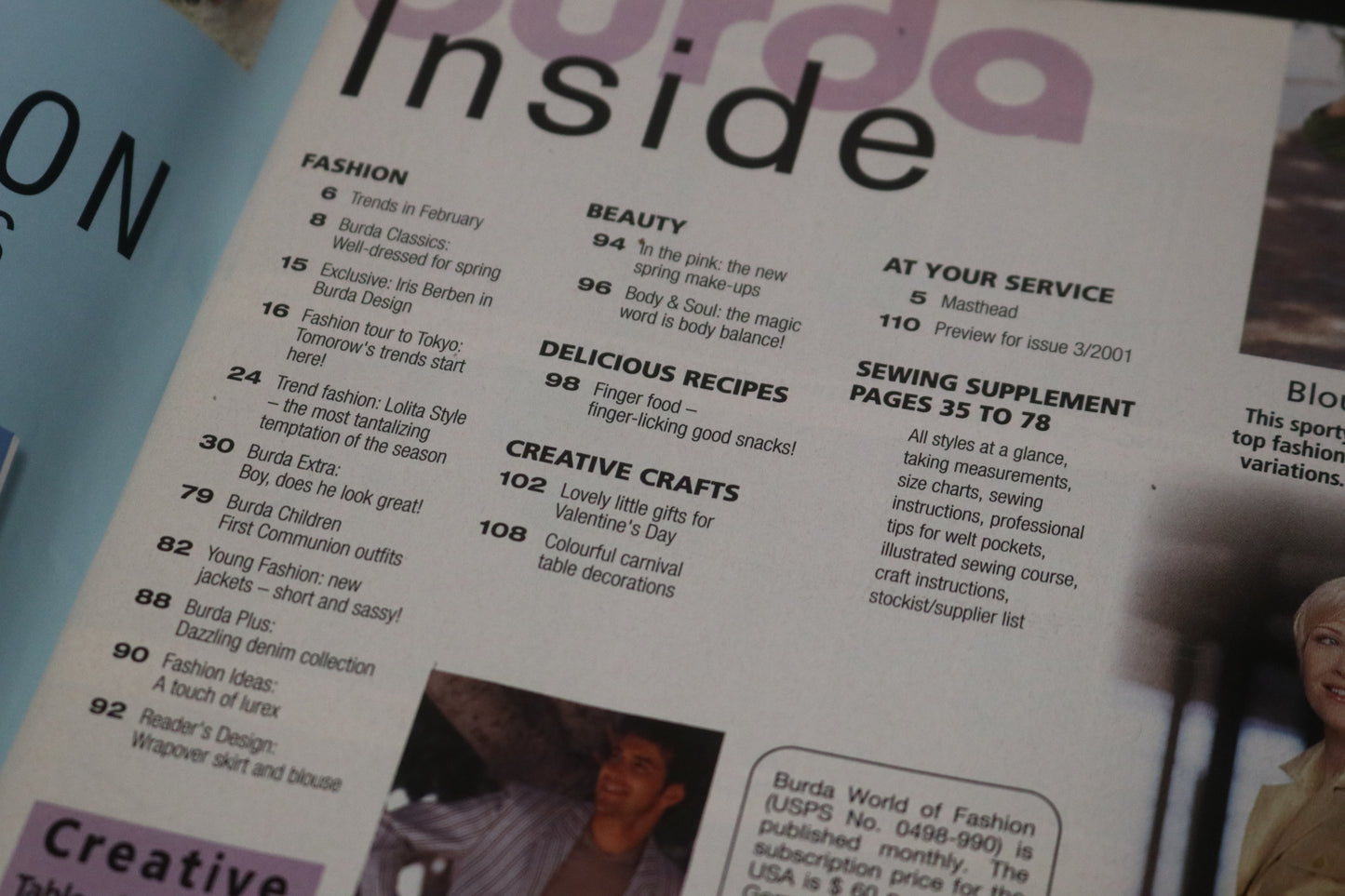February 2001 Burda A World of Fashion Sewing Magazine