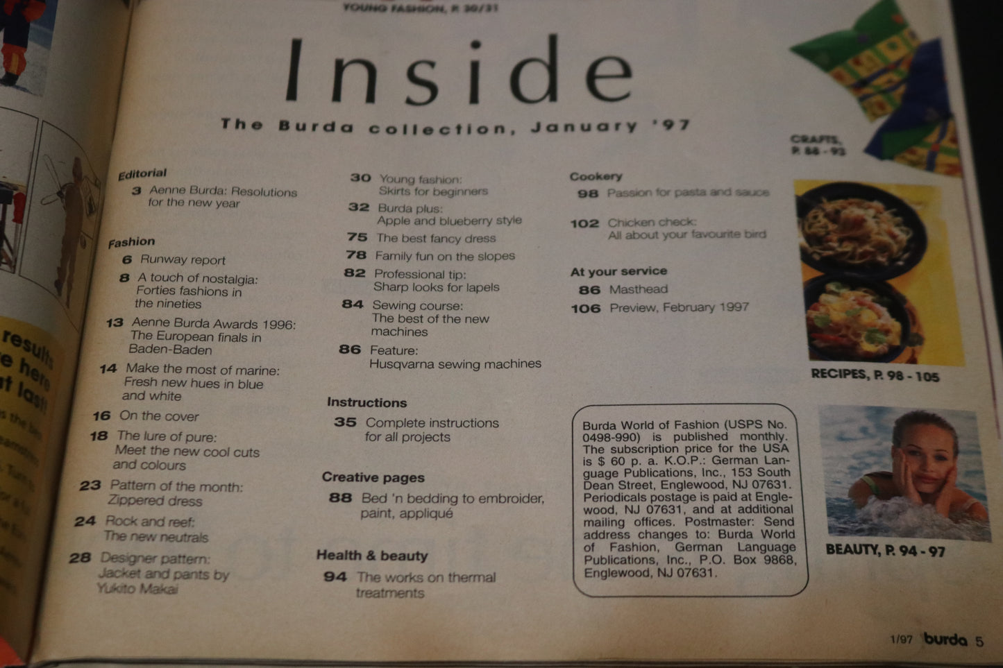 January 1997 Burda A World of Fashion Sewing Magazine