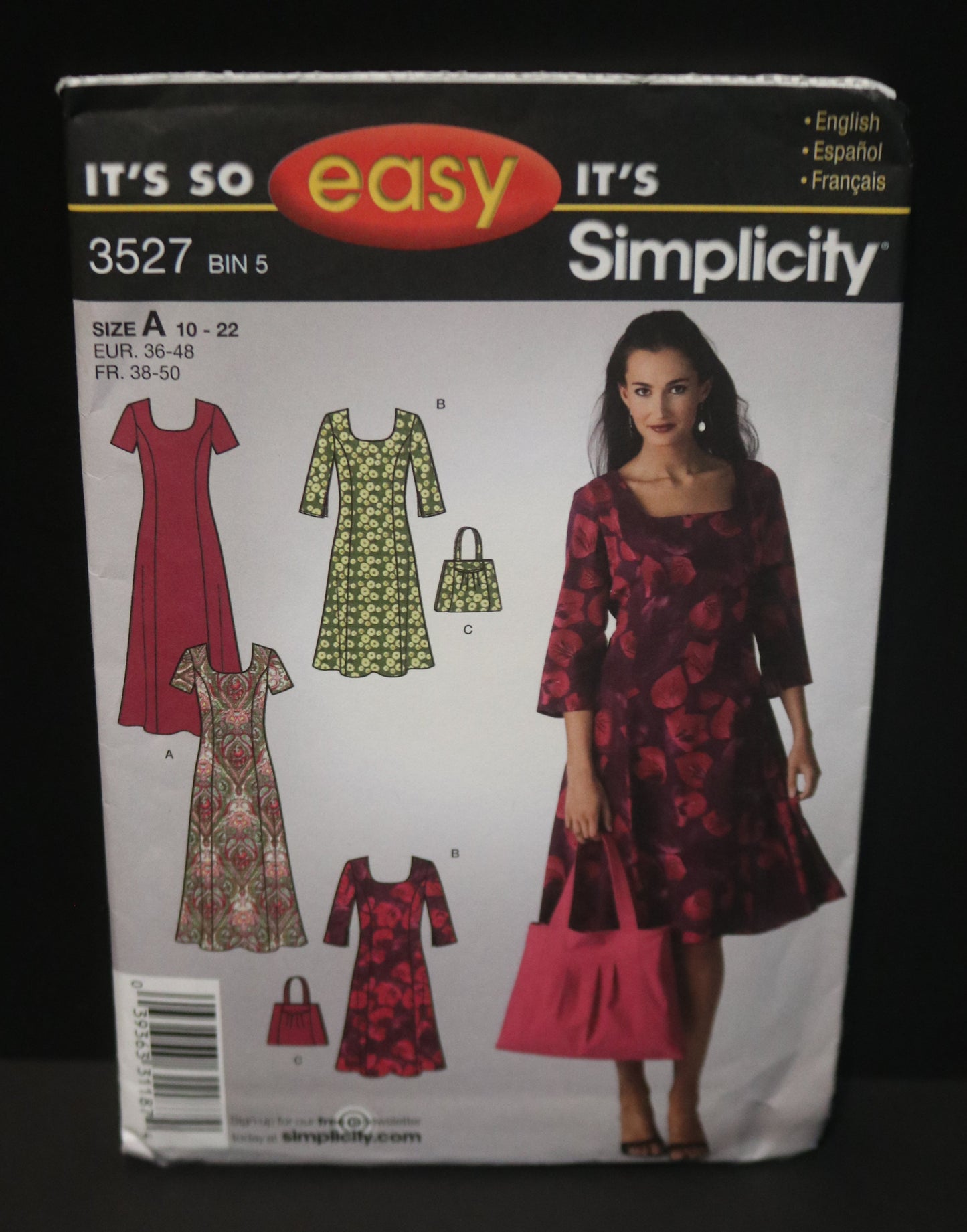 Simplicity 3527 Misses / Miss Petite Pullover Dress in Two Lengths and Bag Sewing Pattern UNCUT Size 10 - 22