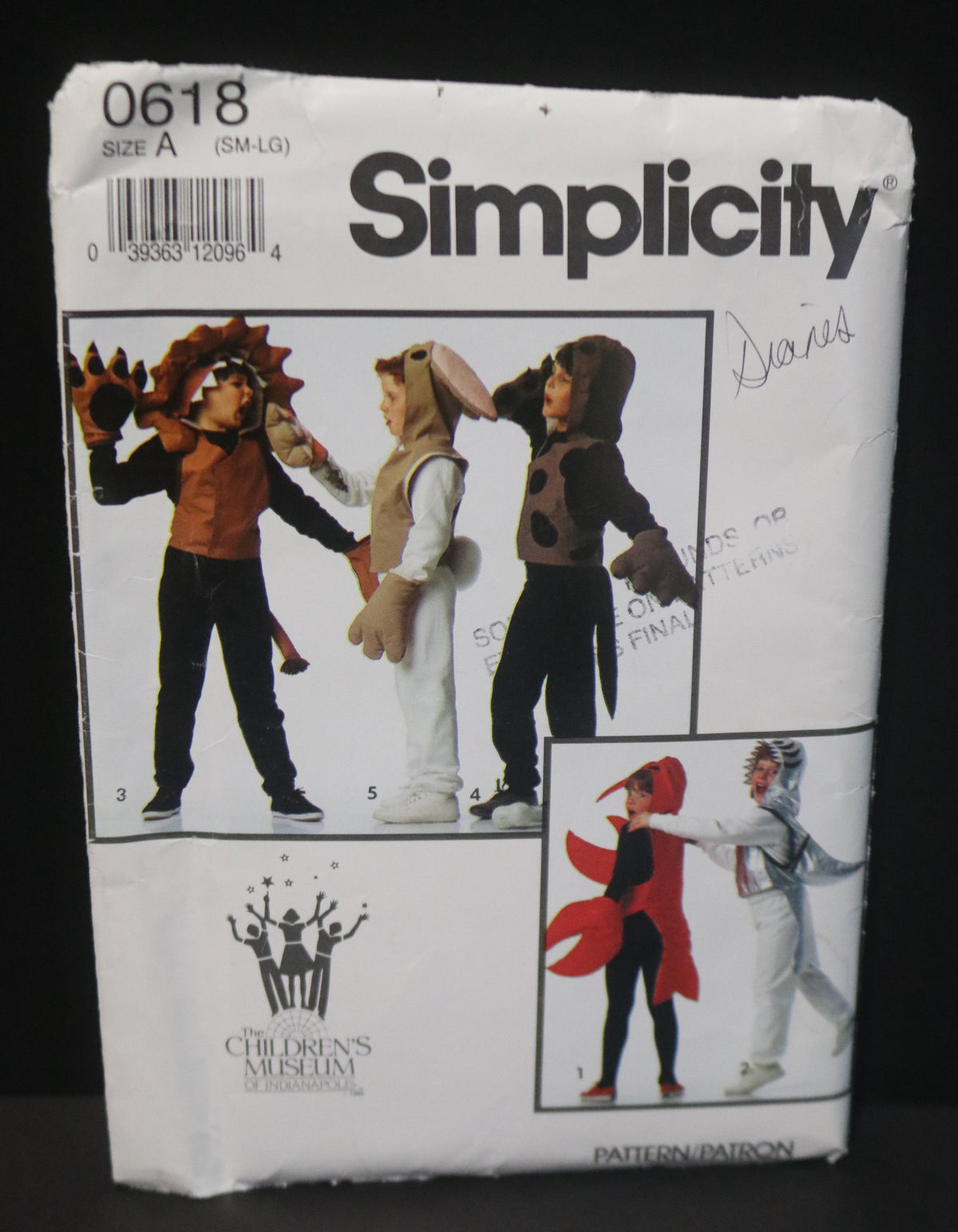 Simplicity 0618 Child's Lobster Shark Lion Dog Rabbit Costumes Sewing ...