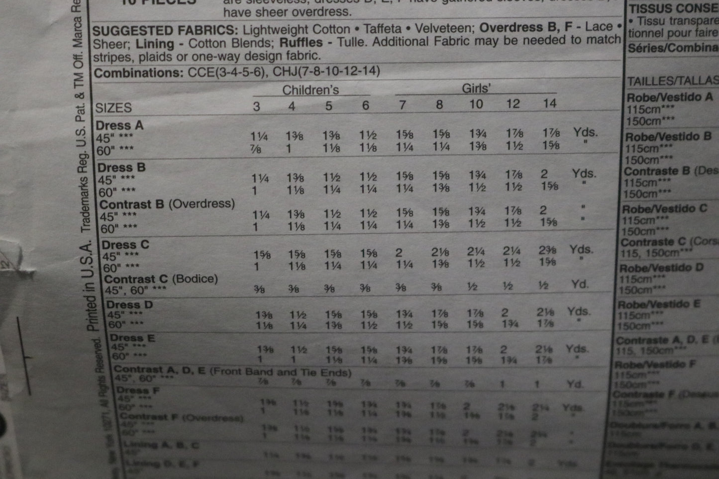 McCalls 6020 Children's Girls Lined Dress Sewing Pattern UNCUT Size 7 8 10 12 14