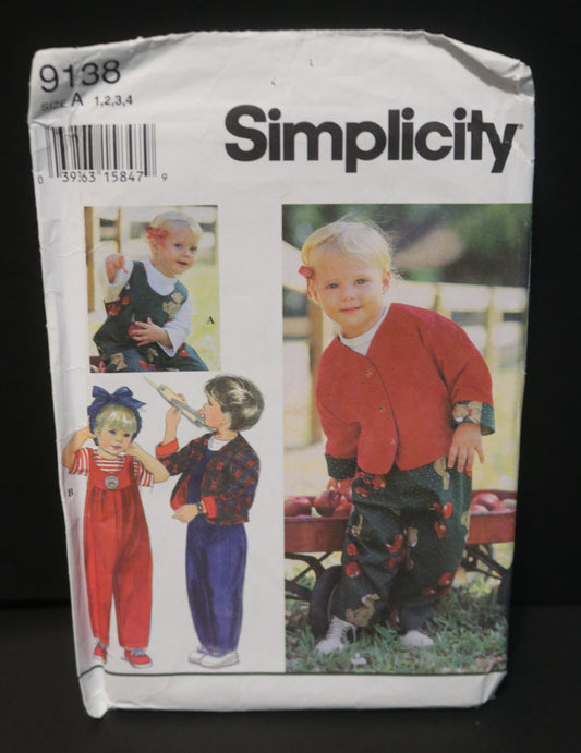 Simplicity 9138 Toddlers Seperates Sewing Pattern UNCUT Size 1 2 3 4