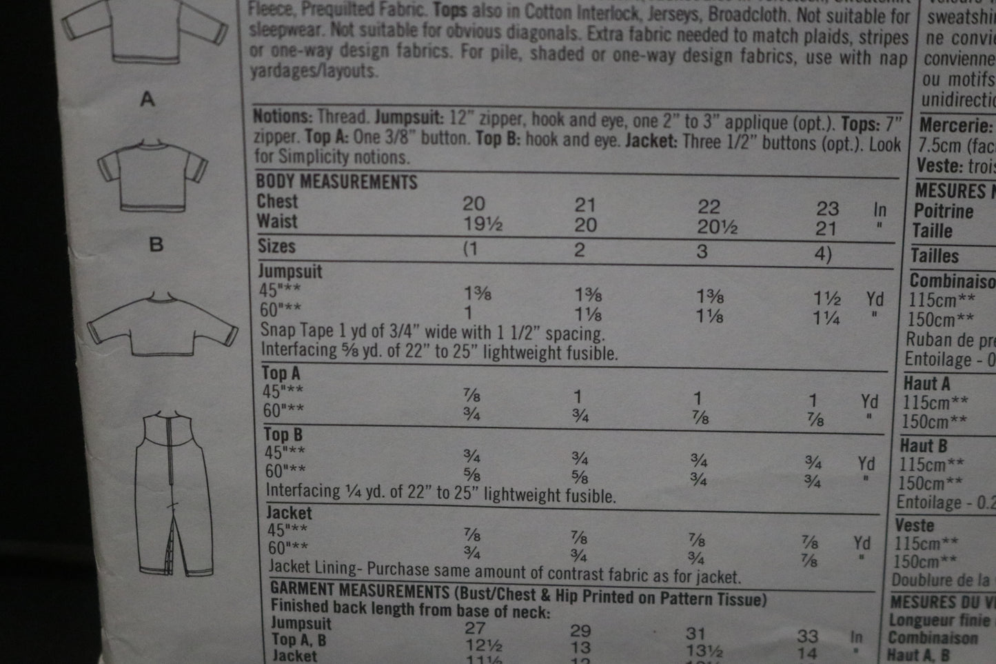 Simplicity 9138 Toddlers Seperates Sewing Pattern UNCUT Size 1 2 3 4