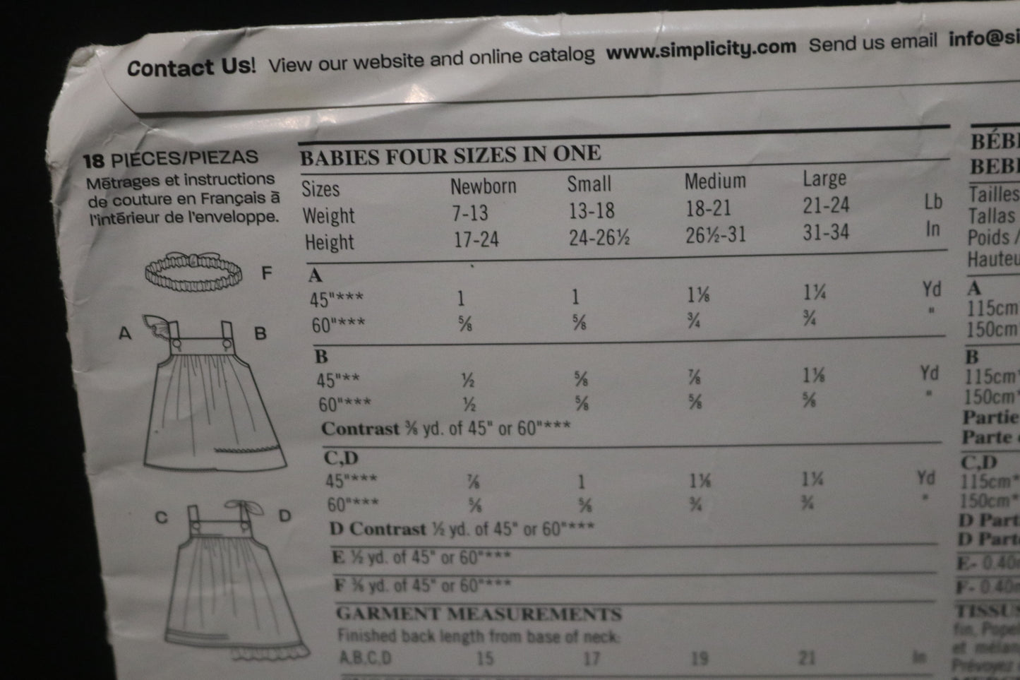New look 6718 Infants Dress Panties and Headband Sewing Pattern - UNCUT - Size NB - L