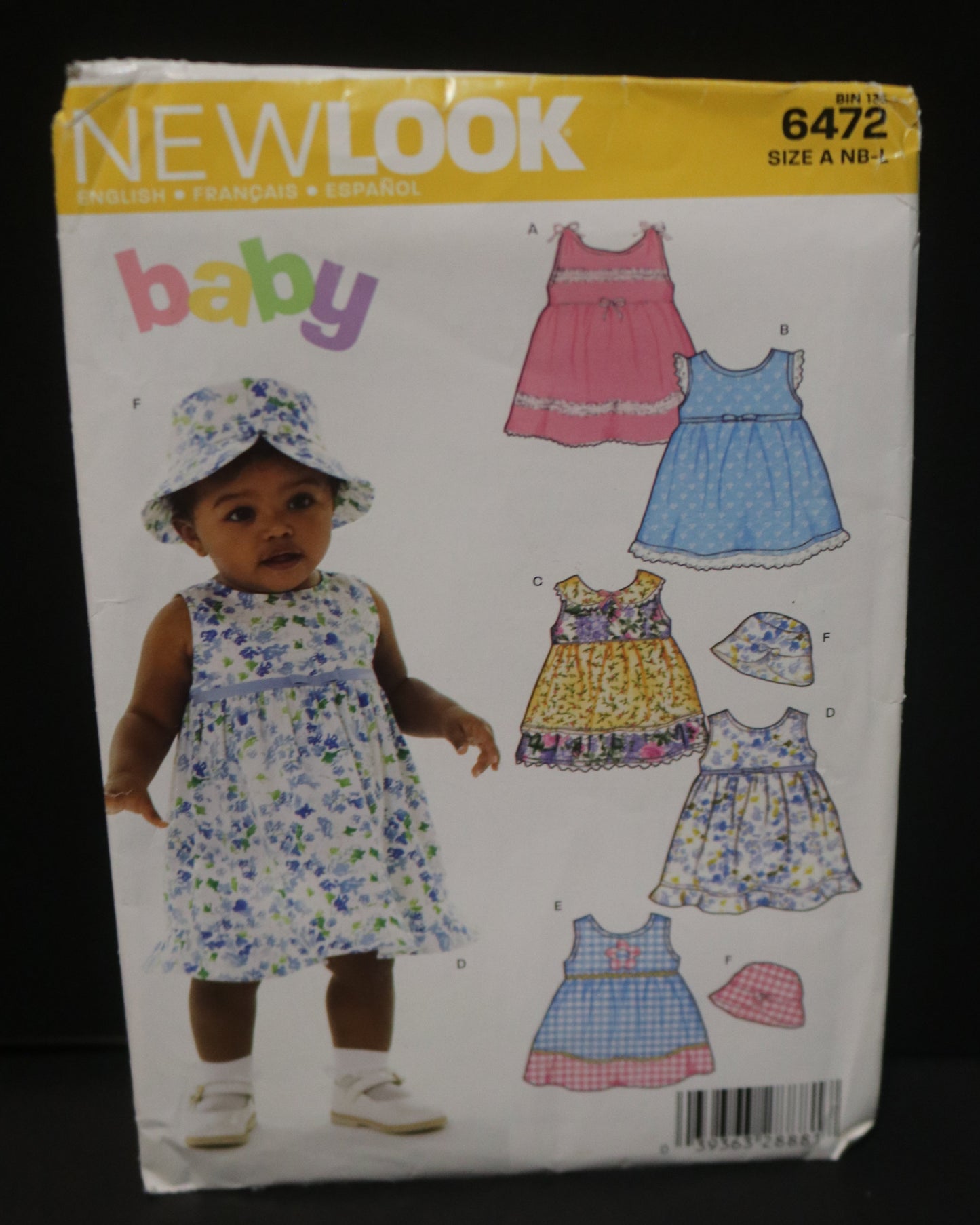 New look 6472 Infants Dress Panties and Hat Sewing Pattern - UNCUT - Size NB S M L