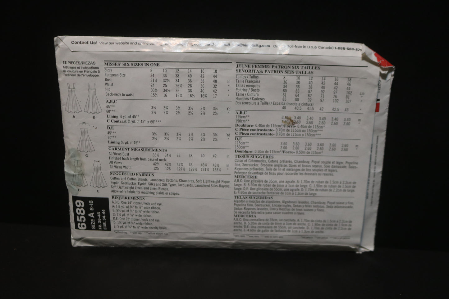 New Look 6589 isses Dress Sewing Pattern - UNCUT - Size 8 - 18