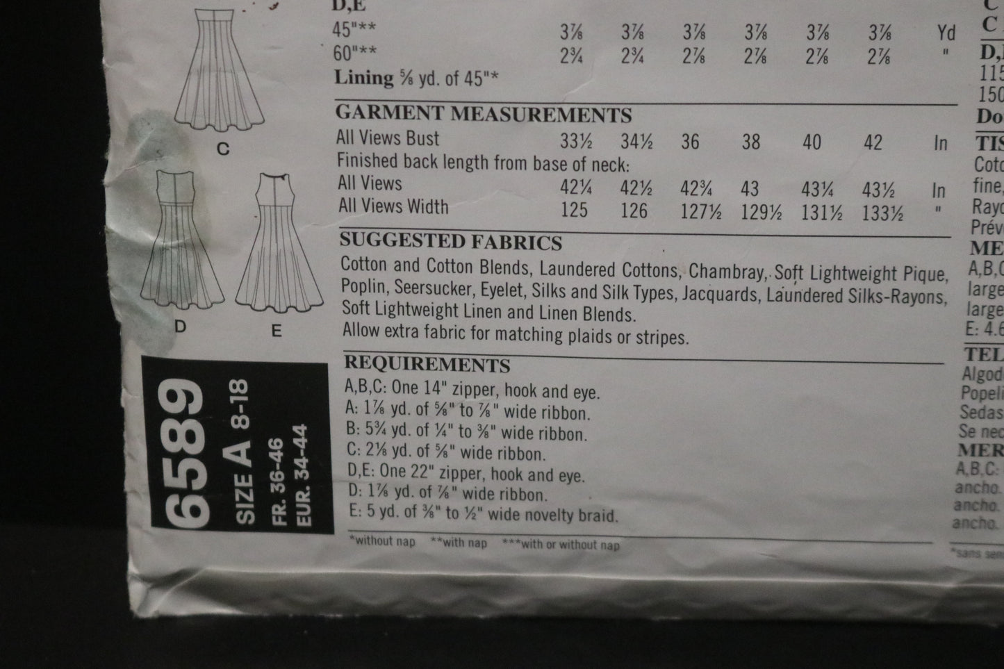 New Look 6589 isses Dress Sewing Pattern - UNCUT - Size 8 - 18