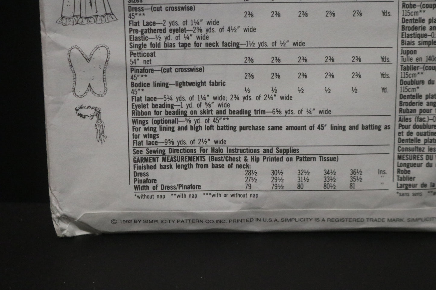 Simplicity 8097 Girls Dress, Pinafore and Wings Sewing Pattern - UNCUT - Size 2 - 6