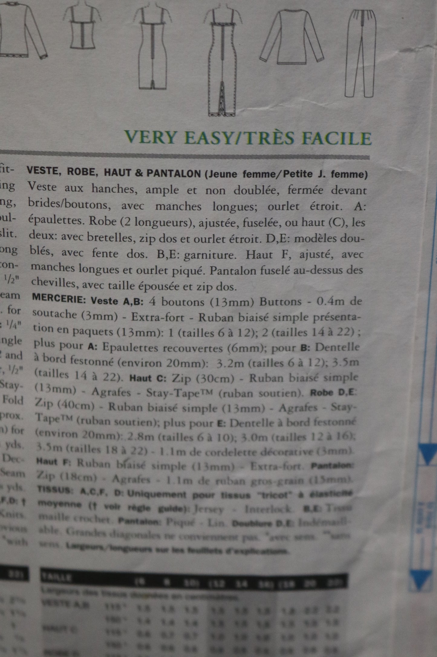 Vogue 1991 Misses / misses Petite jacket Dress Top Skirt and Pants Sewing Pattern - UNCUT - Size 6 8 10