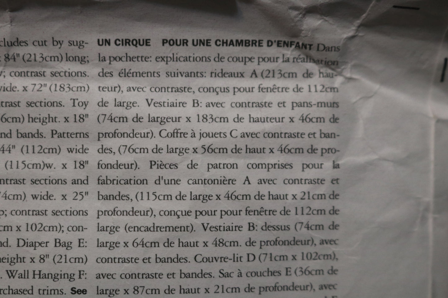 Vogue 1855  Patterns for living Circus Baby Room Sewing Pattern - UNCUT