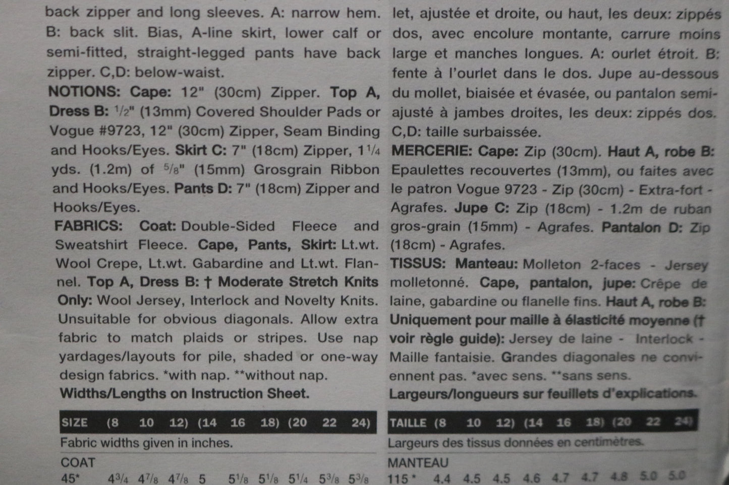 Vogue 2448 Misses Coat Cape Dress Top Skirt and Pants Sewing Pattern - UNCUT - Size 8 10 12