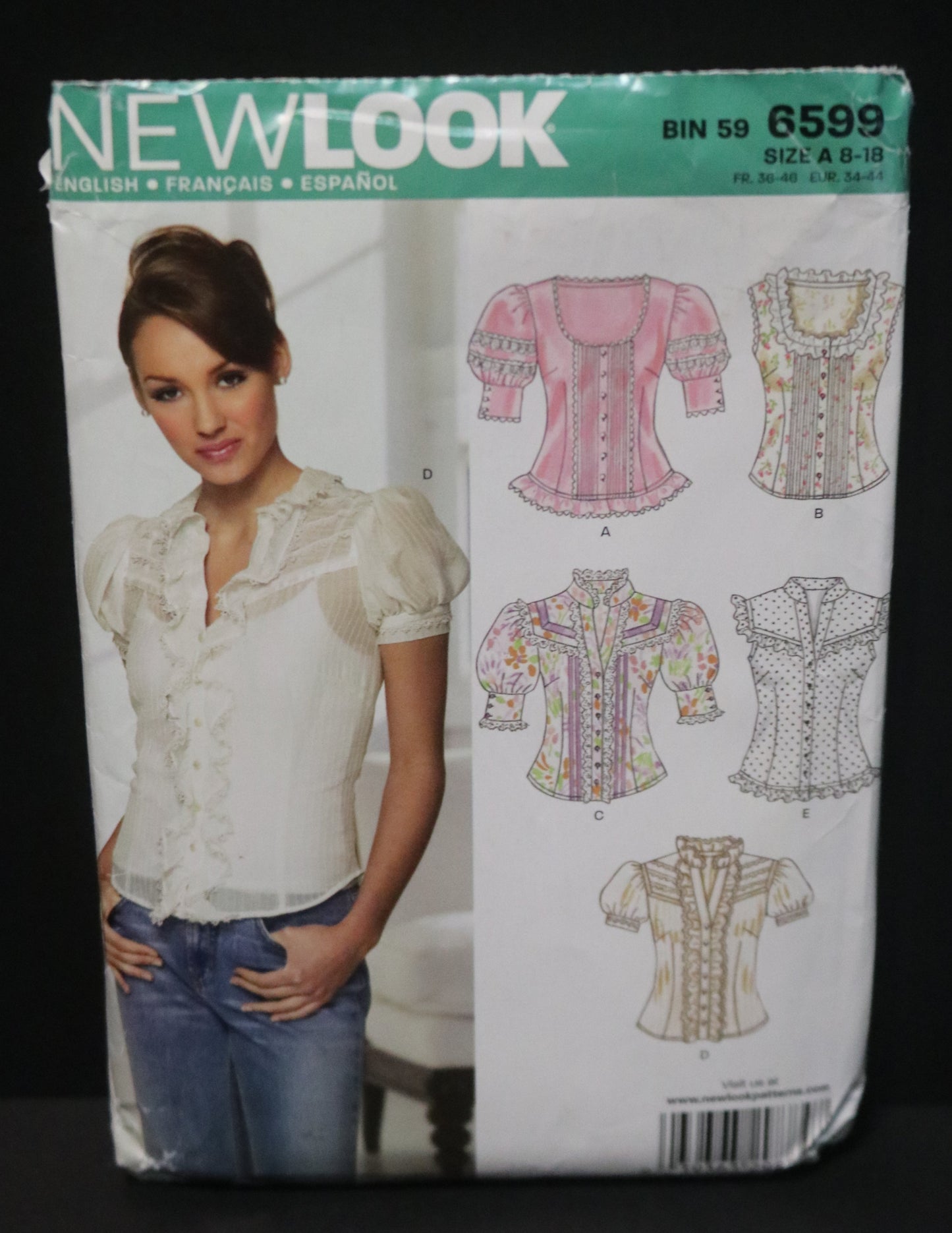 New Look 6599 Misses Blouse Sewing Pattern UNCUT - Size 8 - 18