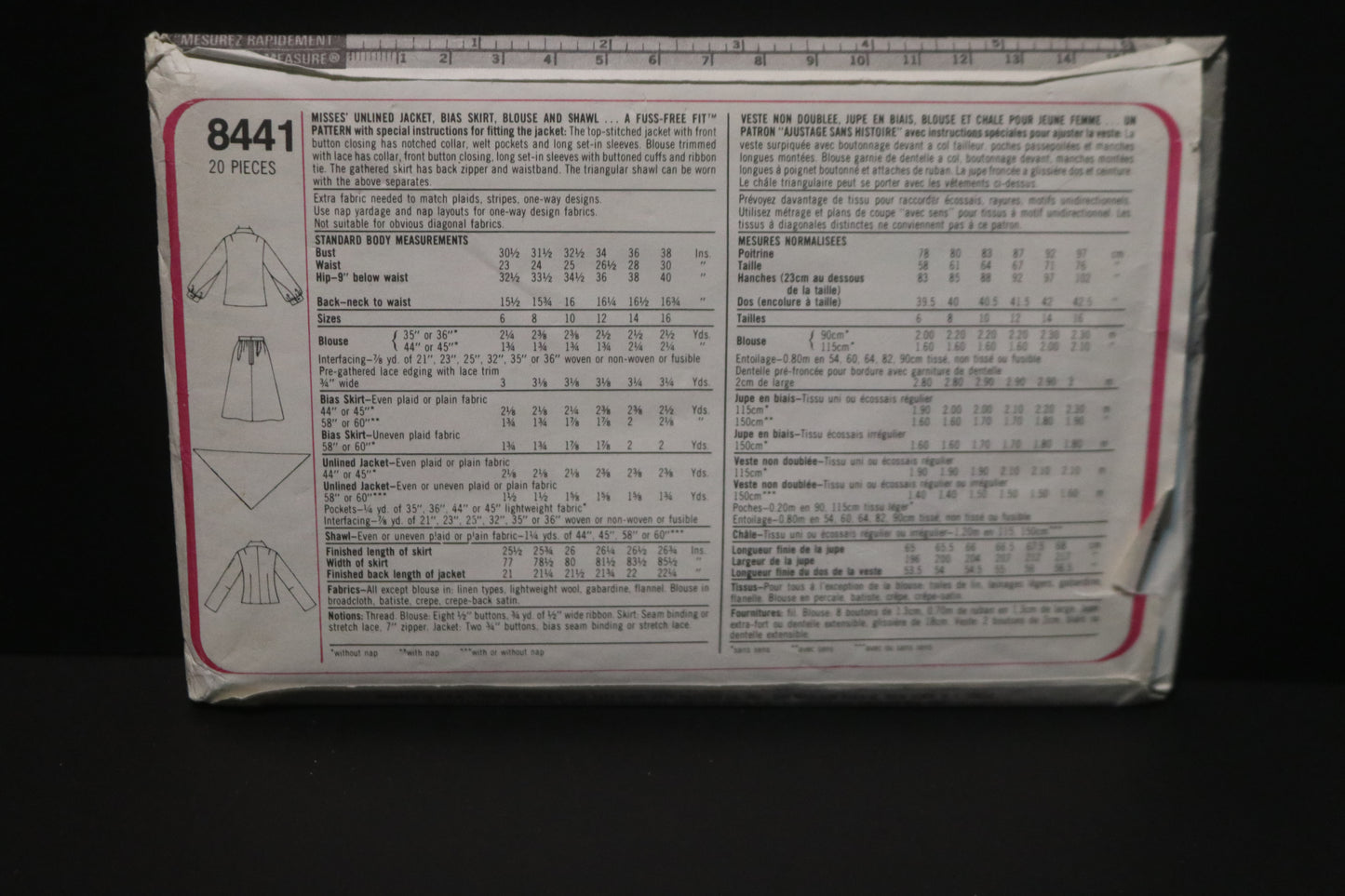 Simplicity 8441 Misses Unlined Jacket, Bias Skirt, Blouse and Shawl Sewing Pattern UNCUT - Size 12