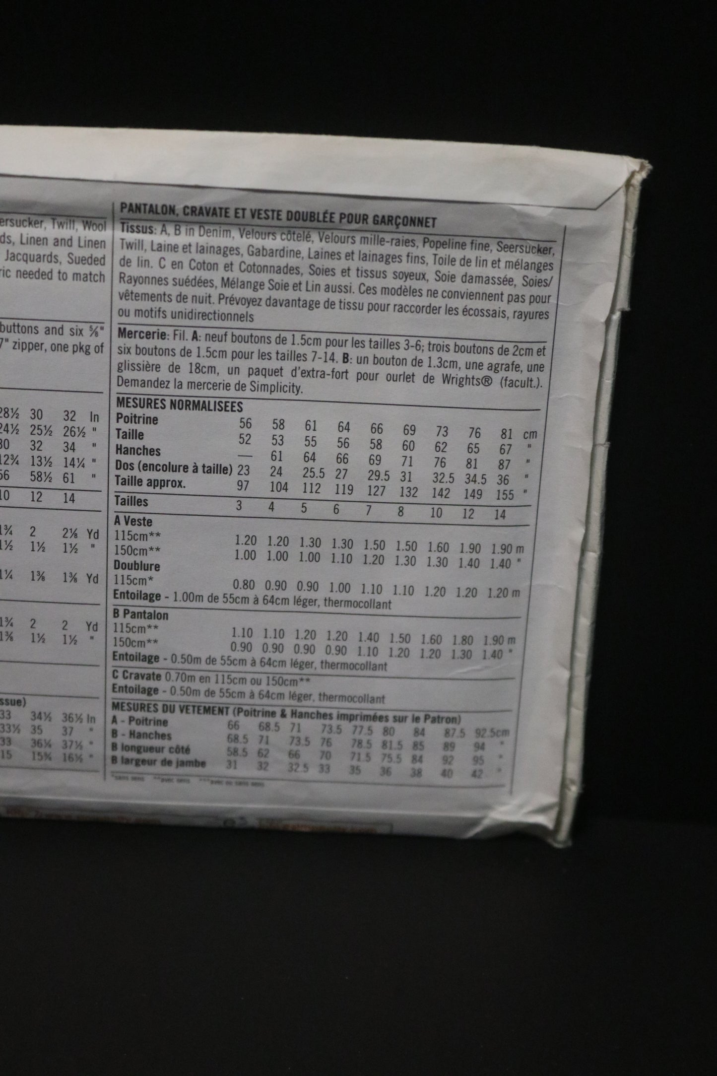 Simplicity 5732 Boys Pants Tie and Lined Jacket Sewing Pattern UNCUT Size 3 4 5 6