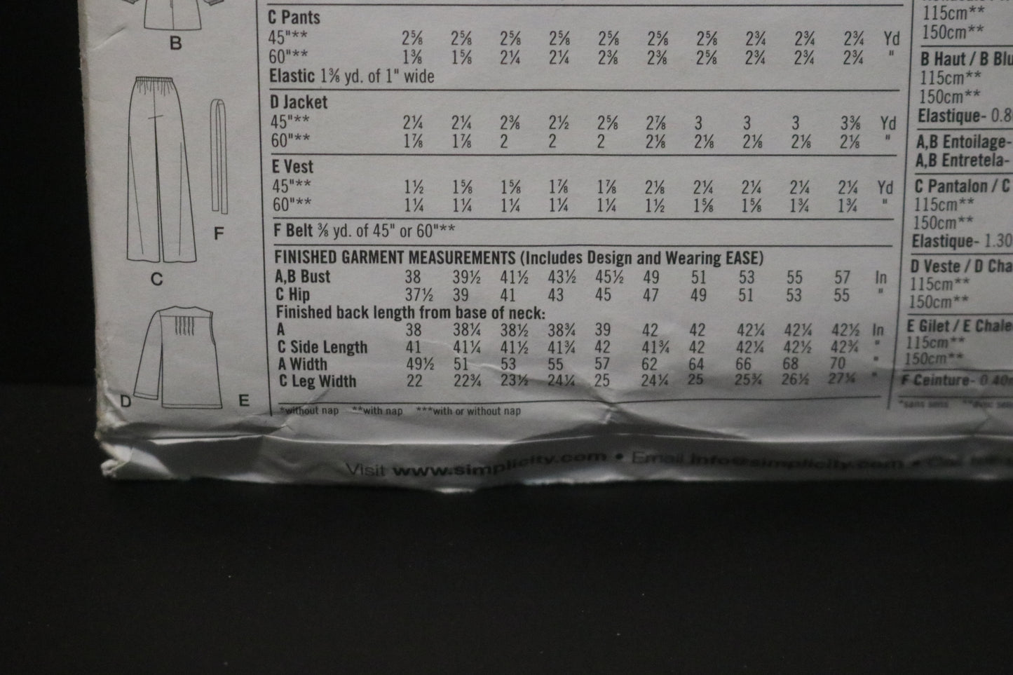 Simplicity 2866 Womens Pants Jumper or Top and Jacket or Vest and Belt Sewing Pattern UNCUT Size 20W - 28W