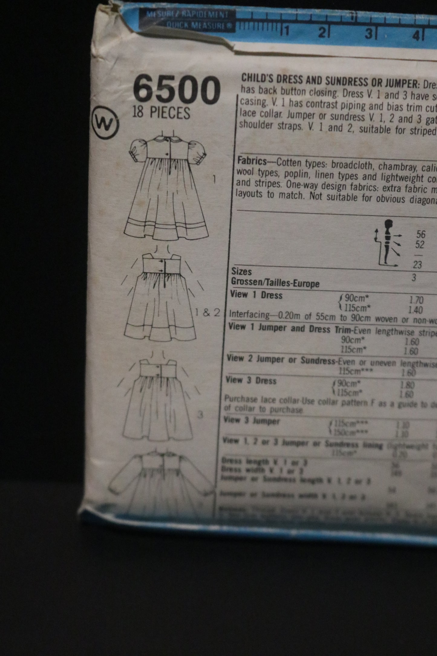 Simplicity 6500 Childs Dress and Sundress or Jumper Sewing Pattern UNCUT Size 4