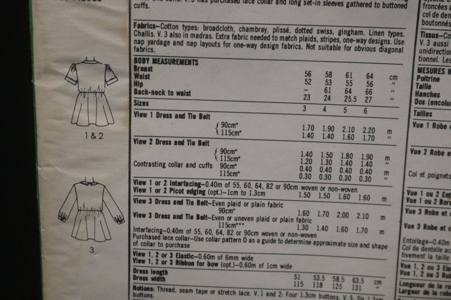 Simplicity 9988 Childs Pullover Dress Sewing Pattern - UNCUT Size 6