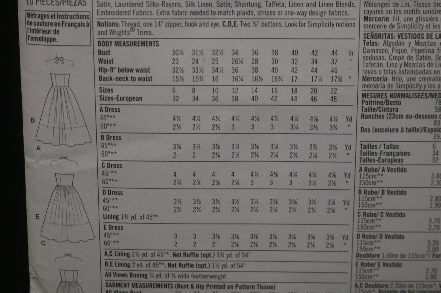 Simplicity 3823 Misses Dress with Skirt and Length Variations Sewing Pattern   UNCUT  Size 6 8 10 12 14