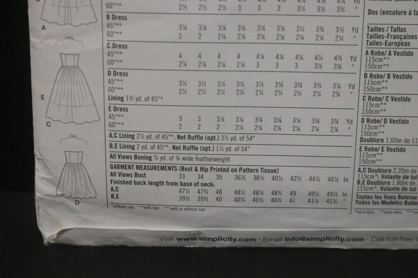 Simplicity 3823 Misses Dress with Skirt and Length Variations Sewing Pattern   UNCUT  Size 6 8 10 12 14