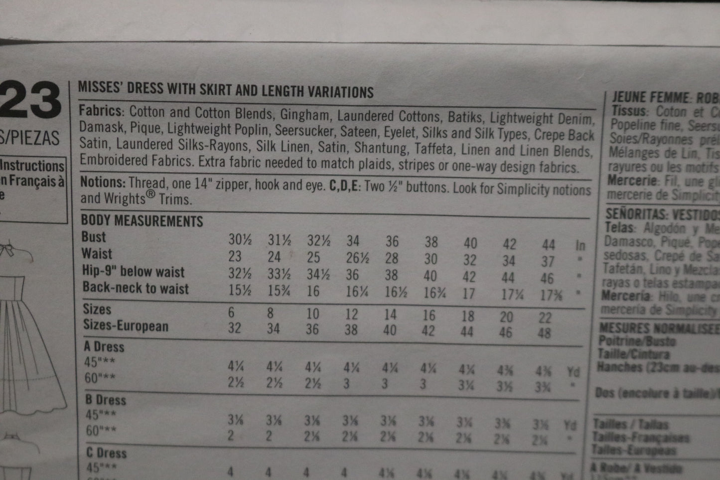 Simplicity 3823 Misses Dress with Skirt and Length Variations Sewing Pattern   UNCUT  Size 6 8 10 12 14