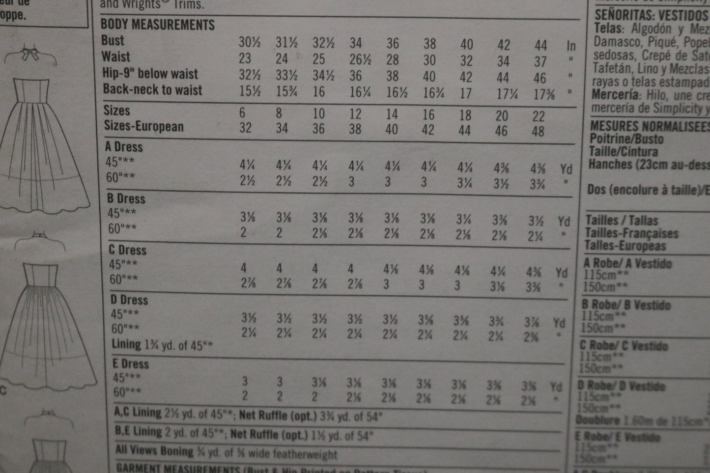 Simplicity 3823 Misses Dress with Skirt and Length Variations Sewing Pattern   UNCUT  Size 6 8 10 12 14