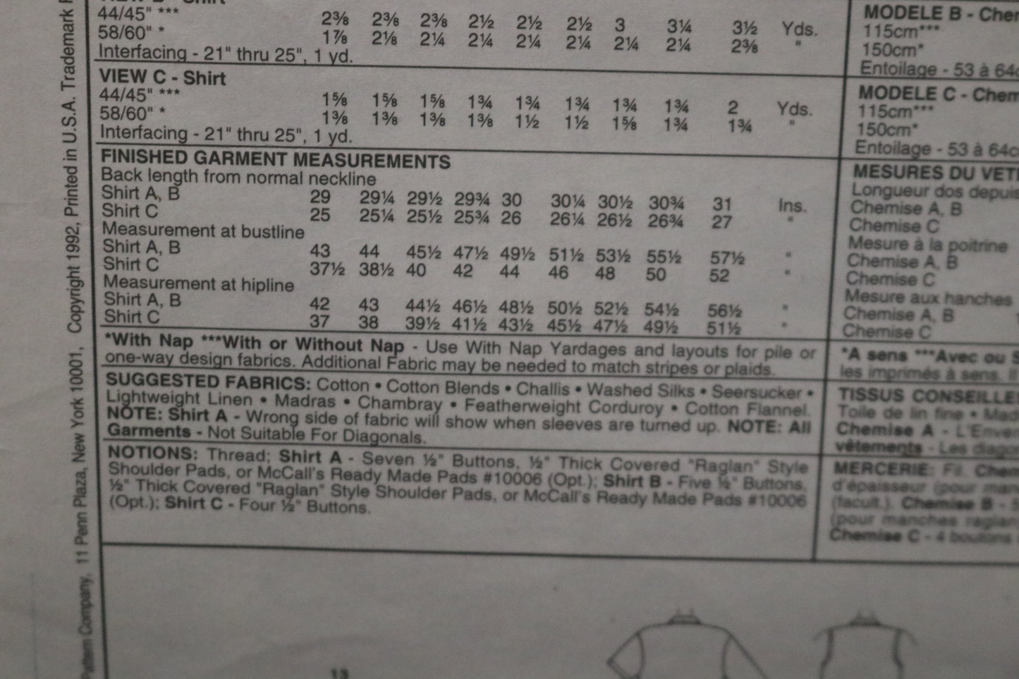 McCalls 5937 Misses Shirt in Two Lengths Sewing Pattern UNCUT - Size 12 14 16