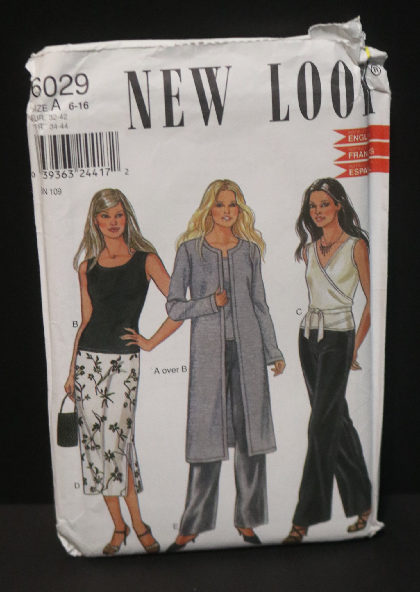 New Look 6029  Misses Jacket Top Pants and Skirt Sewing Pattern  - UNCUT - Size 6  - 16