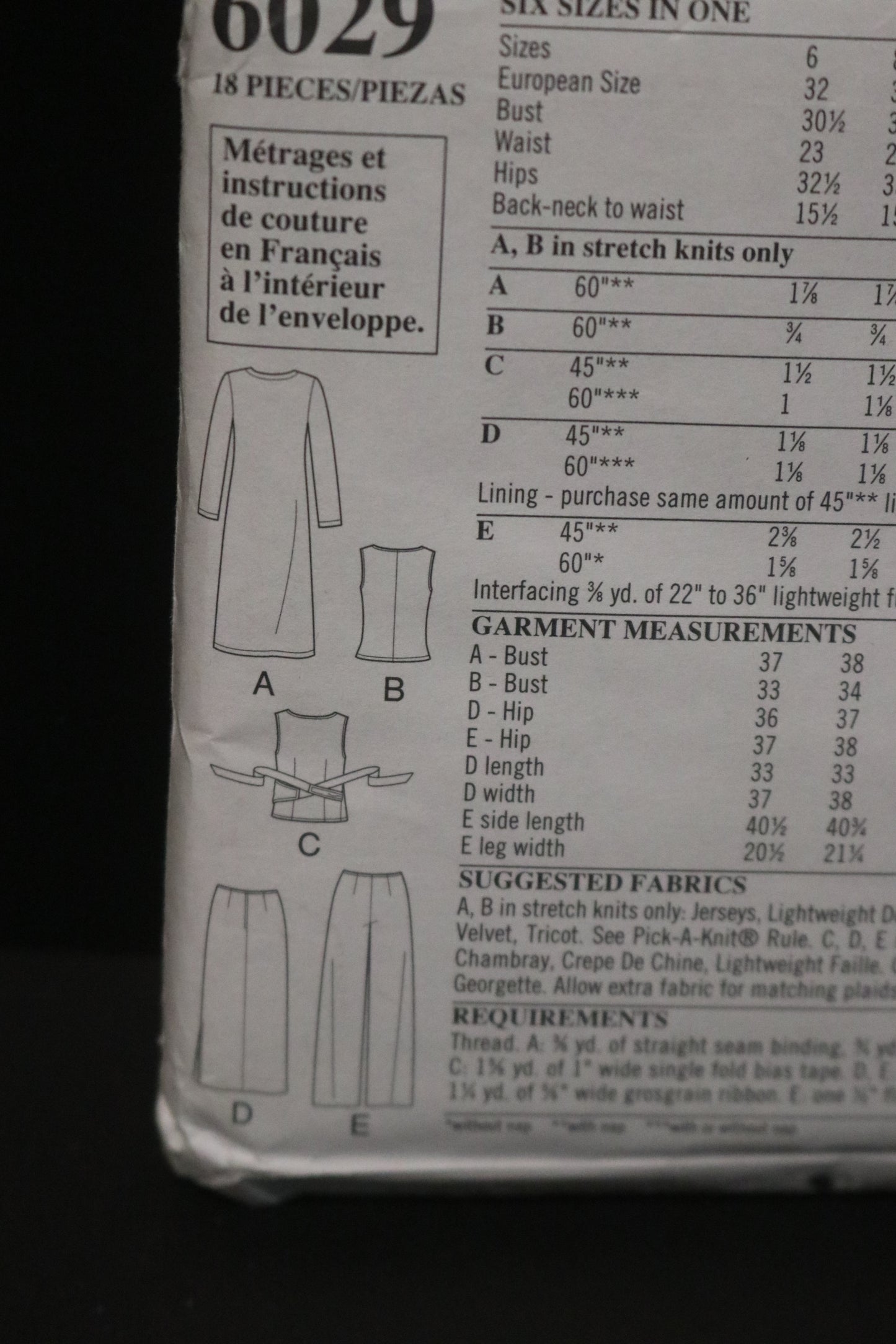 New Look 6029  Misses Jacket Top Pants and Skirt Sewing Pattern  - UNCUT - Size 6  - 16