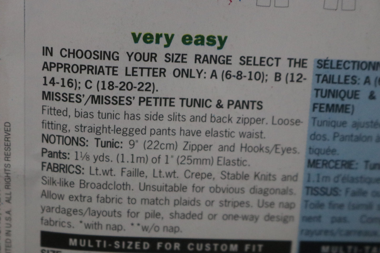 See and Sew 3169 Misses / Misses Petite Tunic and Pants Sewing Pattern UNCUT Size 12 14 16