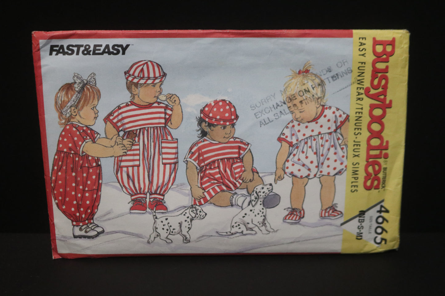 Butterick 4665  Infants Rompers Jumpsuit Dress and Hat Sewing Pattern - UNCUT - Size NB S M