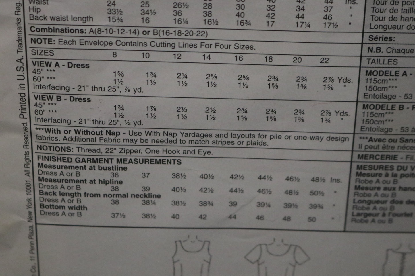 Stitch n Save 2460 Misses Dresses Sewing Pattern - UNCUT - Size 16 18 20 22