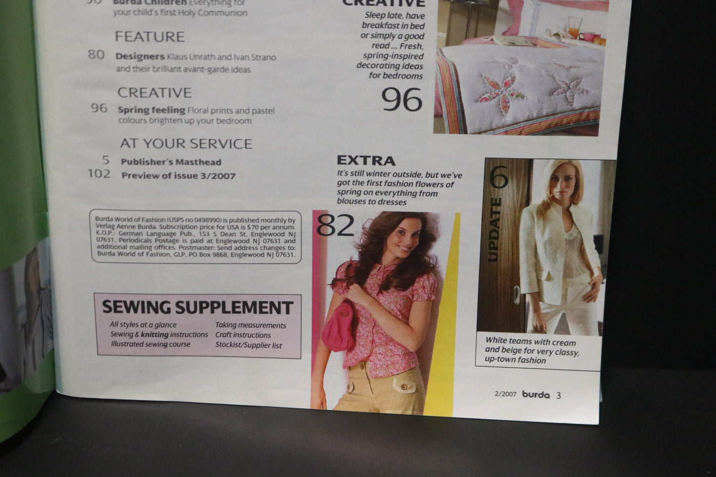ENGLISH Febraury 2007 Burda A World of Fashion Sewing Magazine with Pattern Insert