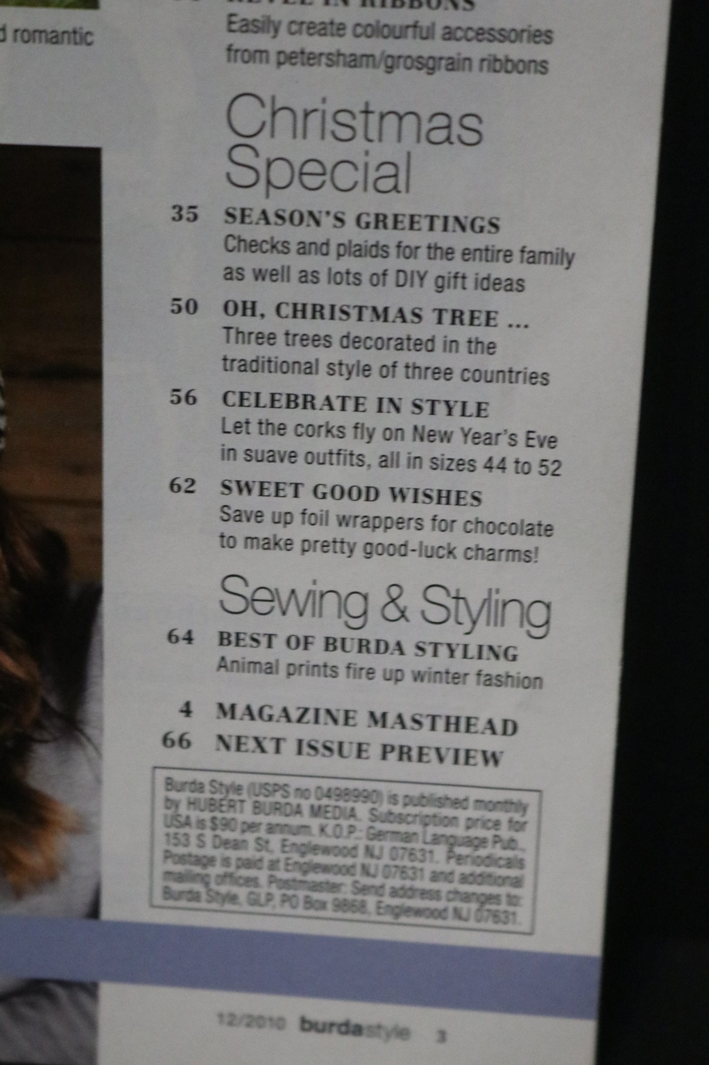 ENGLISH Burda Style Sewing Magazine with Pattern Insert - December 2010