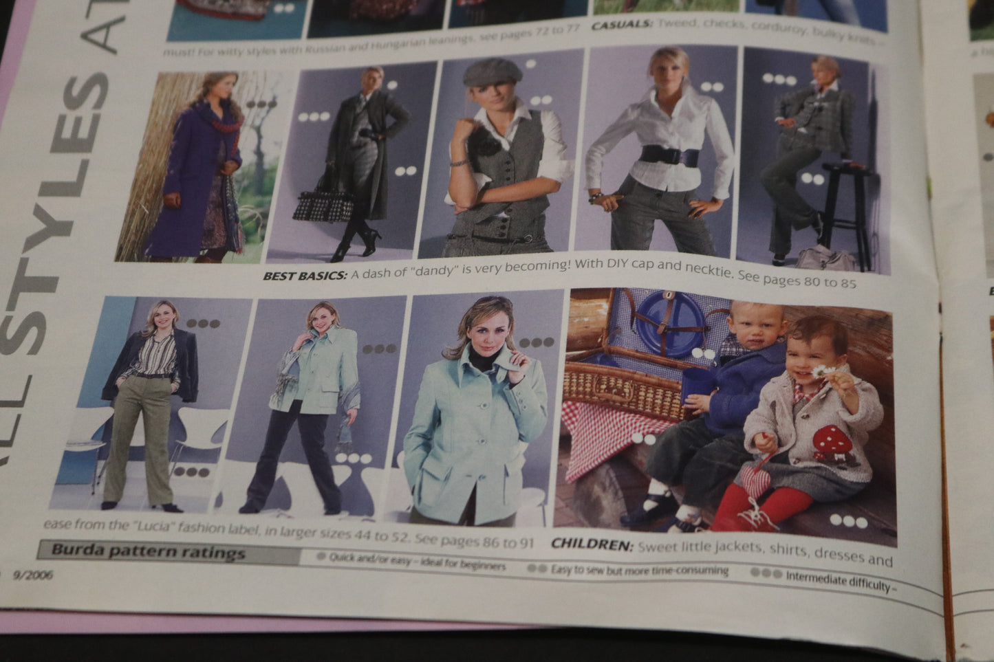 ENGLISH September 2006 Burda A World of Fashion Sewing Magazine with Pattern Insert