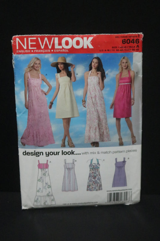 New look 6046  Misses Dress Sewing Pattern - UNCUT - Size 4 - 16