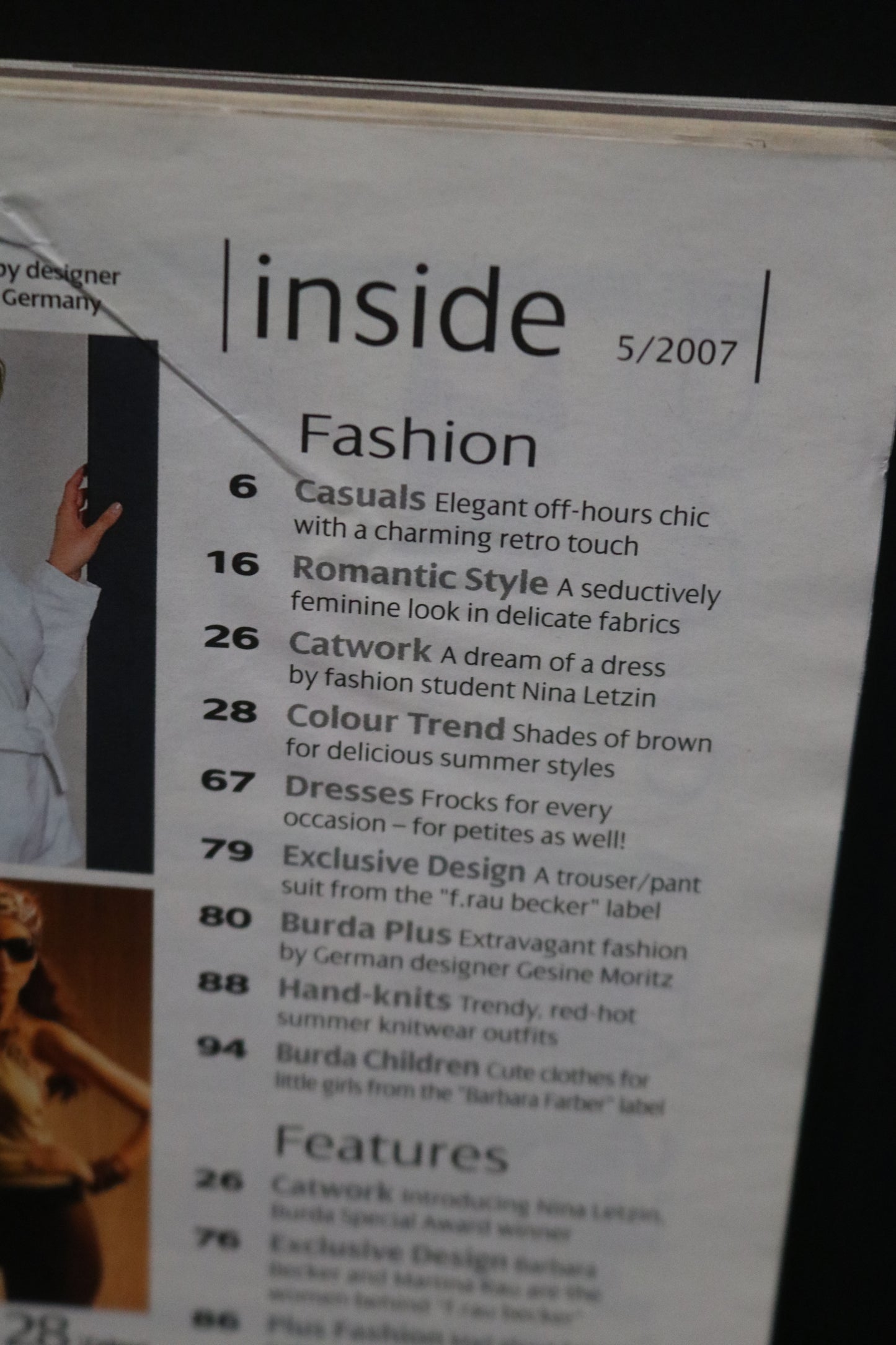 ENGLISH May 2007 Burda A World of Fashion Sewing Magazine with Pattern Insert