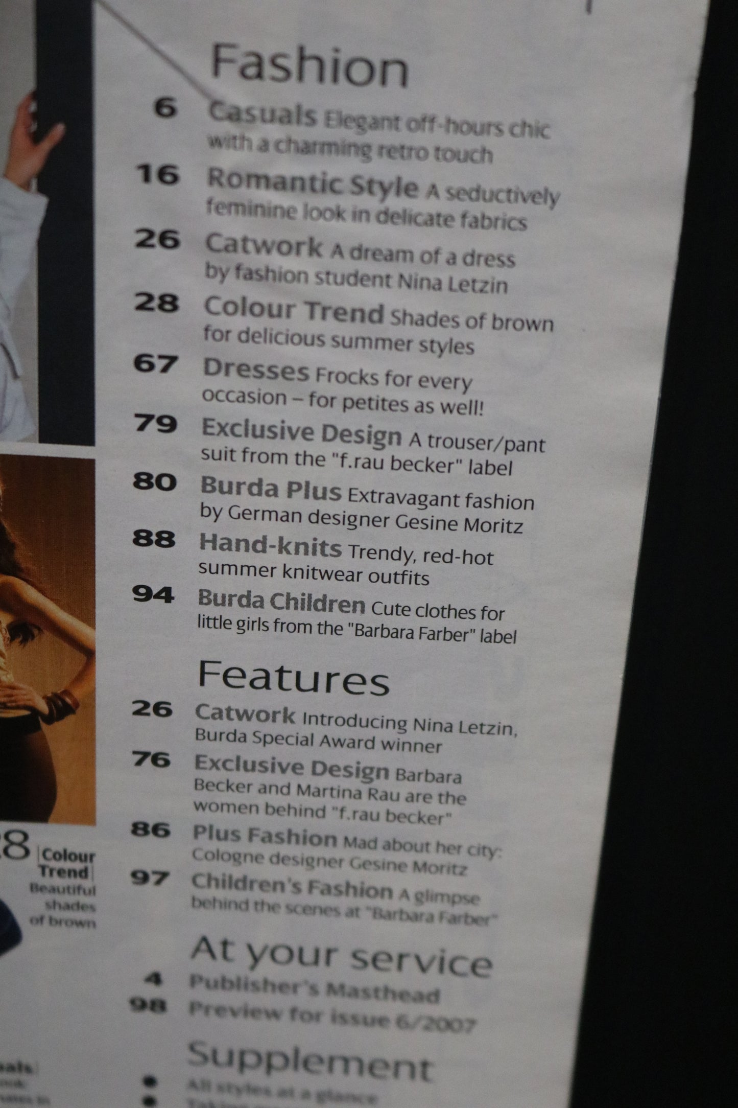 ENGLISH May 2007 Burda A World of Fashion Sewing Magazine with Pattern Insert