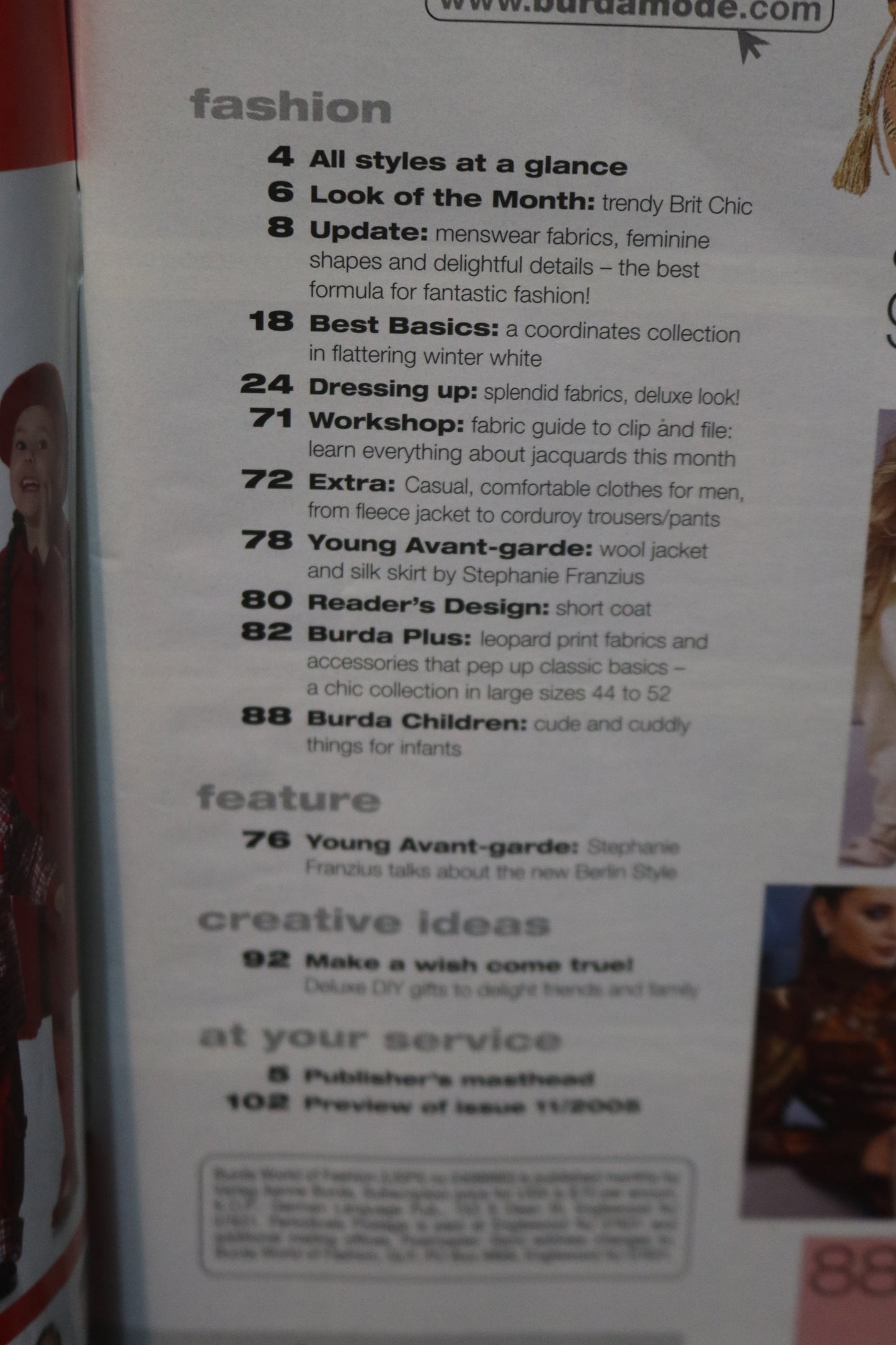 October 2005 Burda A World of Fashion Sewing Magazine