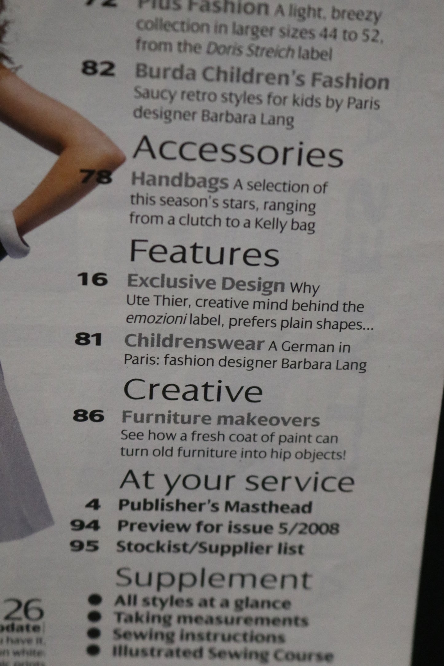 ENGLISH April 2008 Burda A World of Fashion Sewing Magazine with Pattern Insert