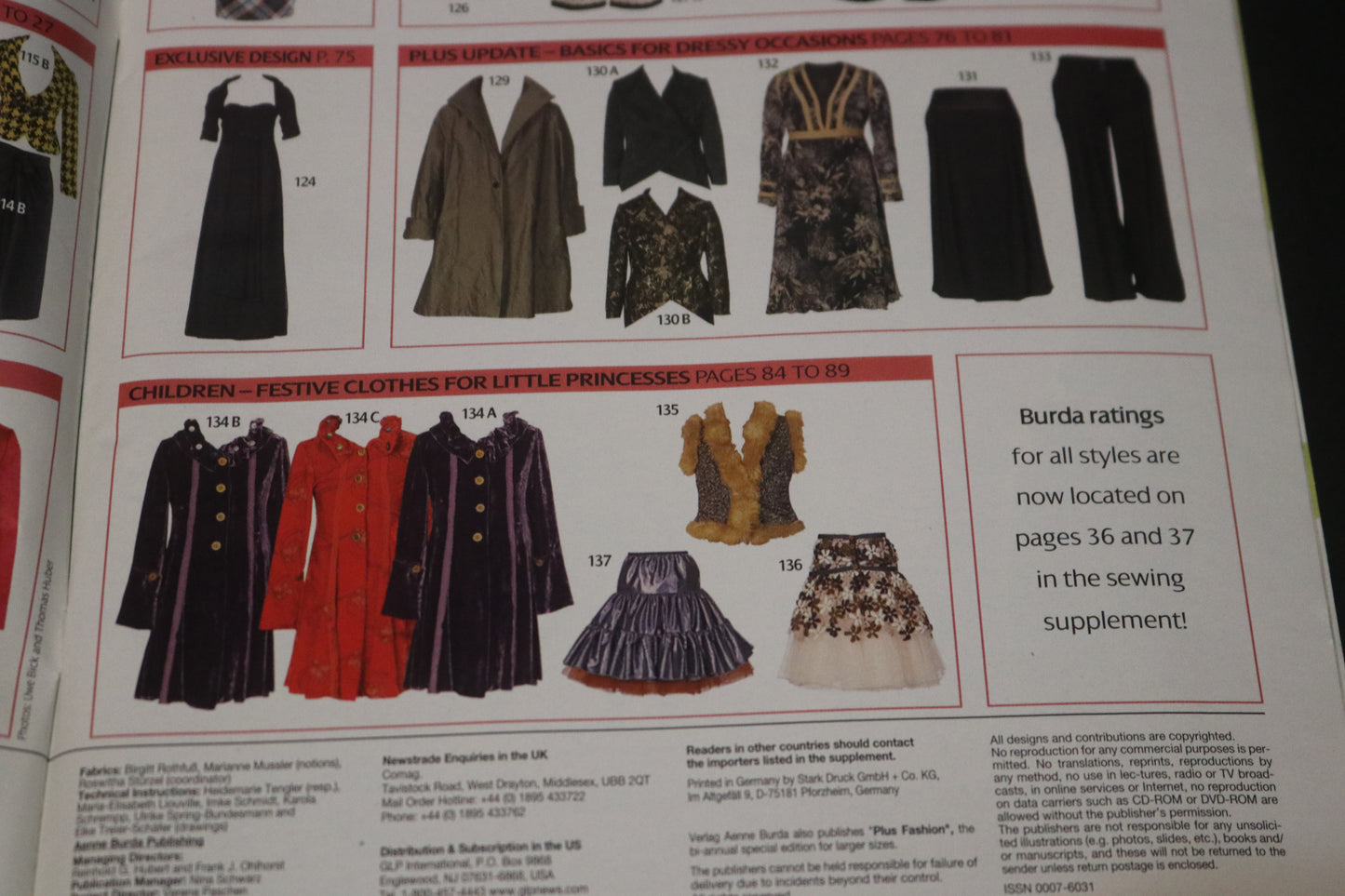 ENGLISH December 2007 Burda A World of Fashion Sewing Magazine with Pattern Insert
