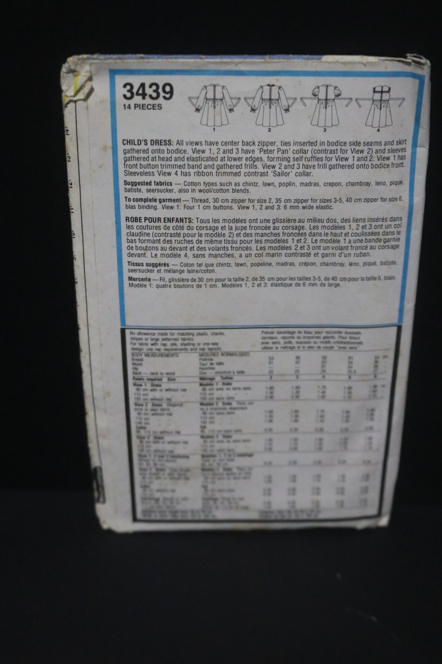 Style 3439 Childs Dress Sewing Pattern UNCUT  - Size 4