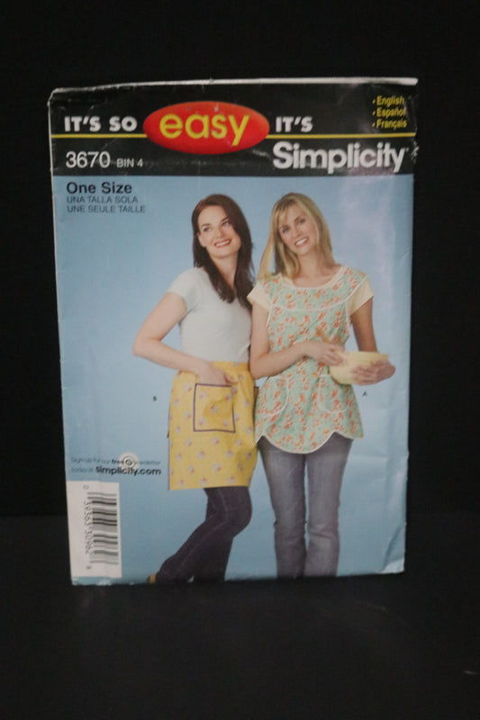 Simplicity 3670 Misses Aprons Sewing Pattern - UNCUT One Size