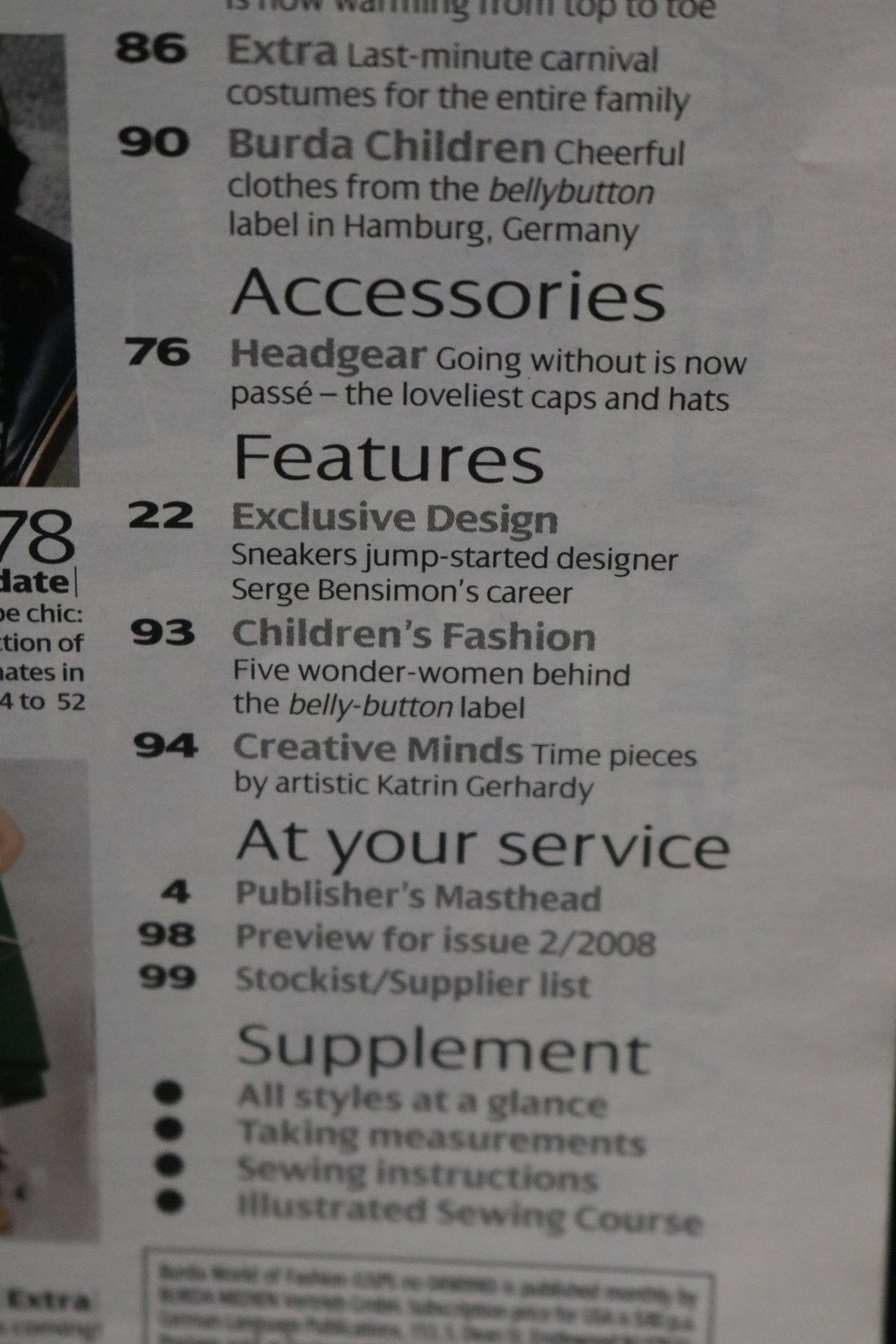 January  2008 Burda A World of Fashion Sewing Magazine