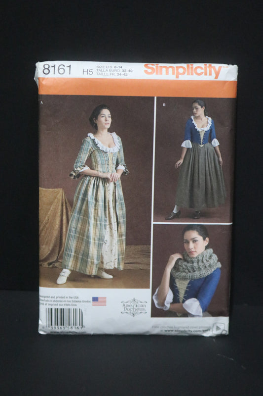 Simplicity 8161 Misses American Duchess Costumes Sewing Pattern  UNCUT  - Size  6 8 10 12 14