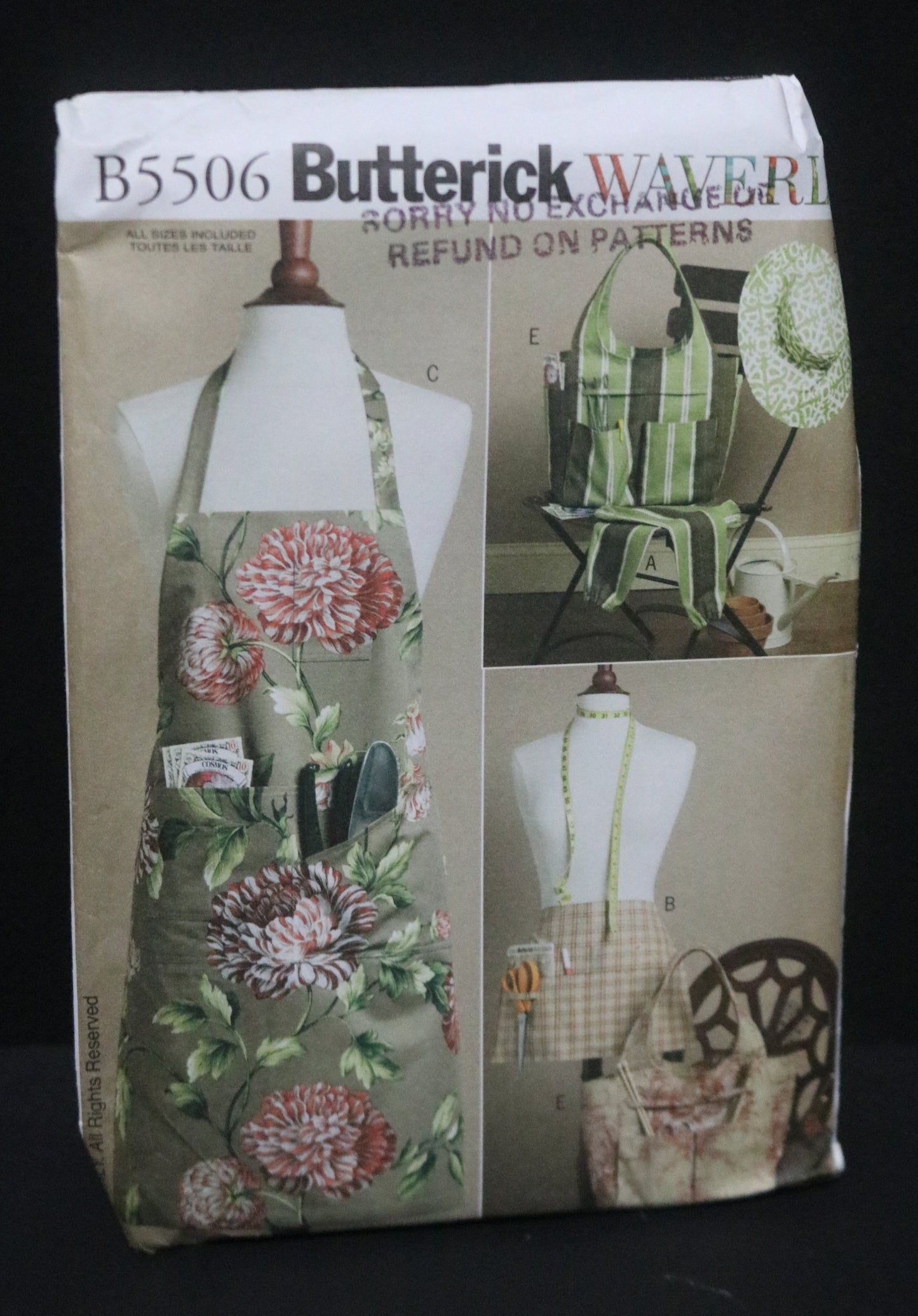 Butterick 5506  Waverly Aprons , Sleeves, Tote and Hat Sewing Pattern- UNCUT Size S M L