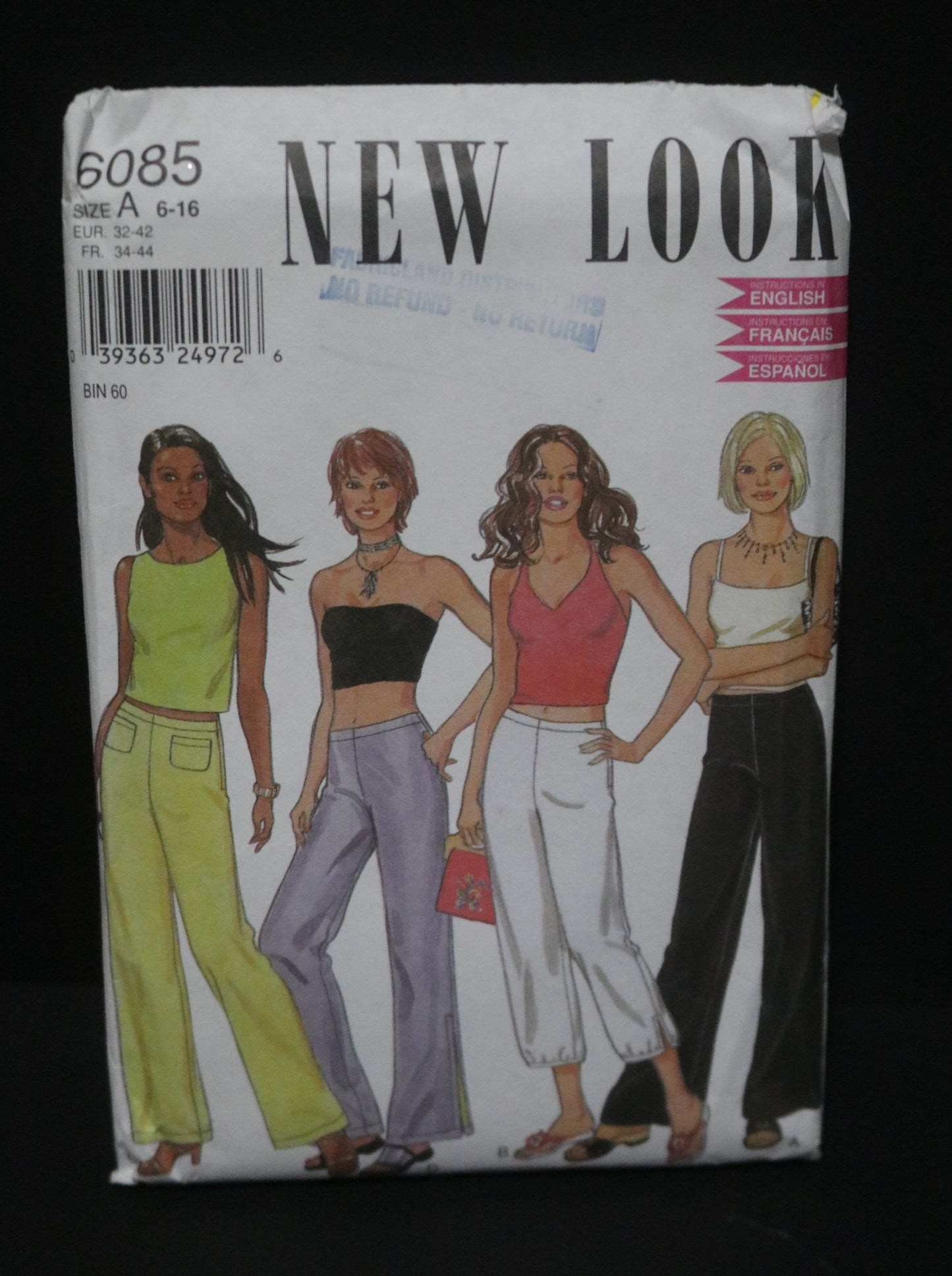 New Look 6085 Misses Pants Sewing Pattern - UNCUT - Size 6 - 16