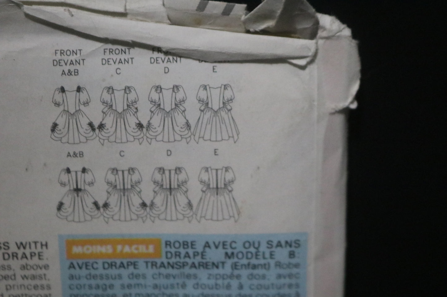 Butterick 6428 Children's Girls Dress with and without Drape, View B with Sheer Drape  Sewing Pattern  - UNCUT - Sizes 5 6 6X