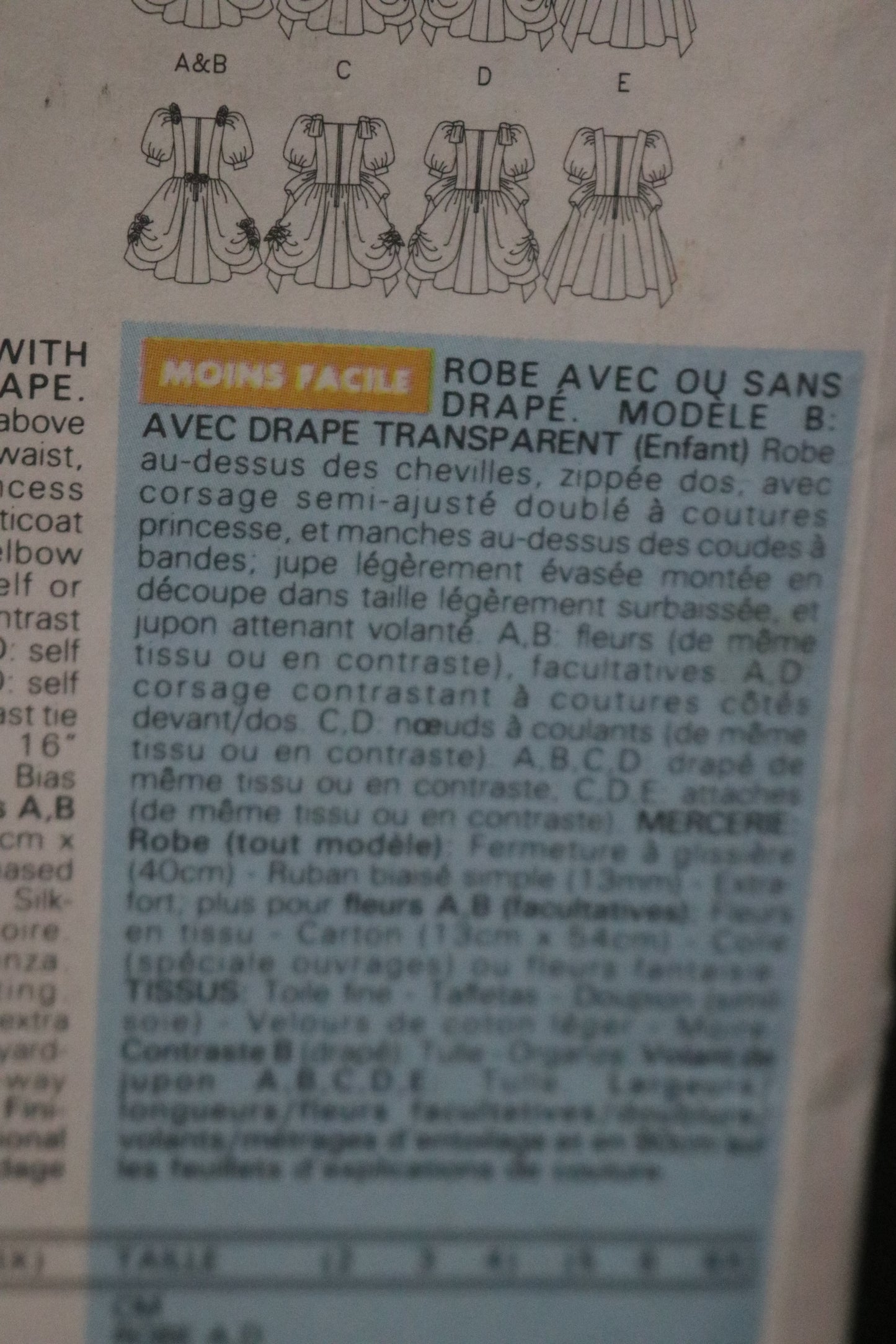 Butterick 6428 Children's Girls Dress with and without Drape, View B with Sheer Drape  Sewing Pattern  - UNCUT - Sizes 5 6 6X