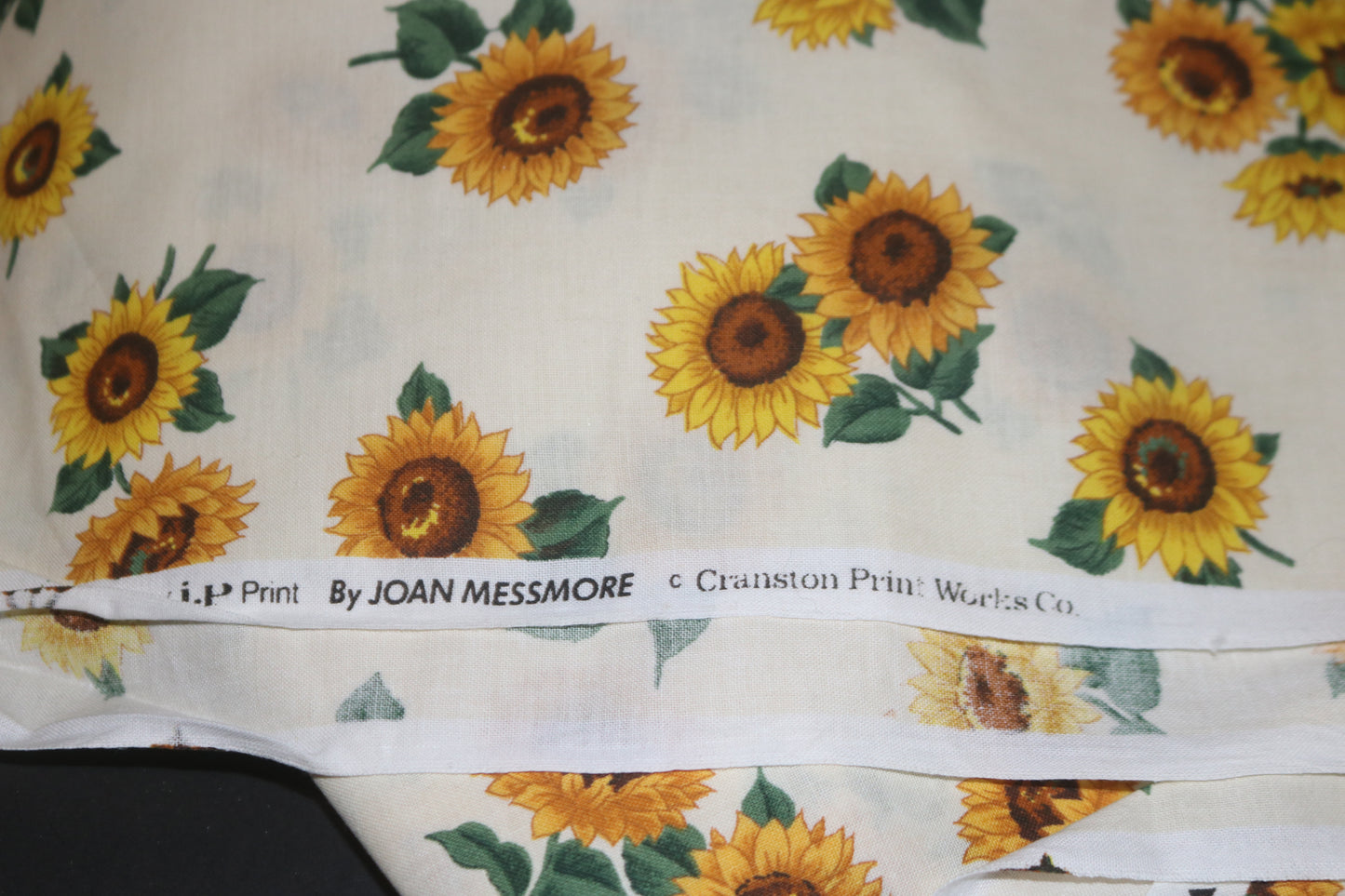 2+ Yards Vintage Cranston Prints Sunflower Joan Messmore Fabric Piece 98" x 44"