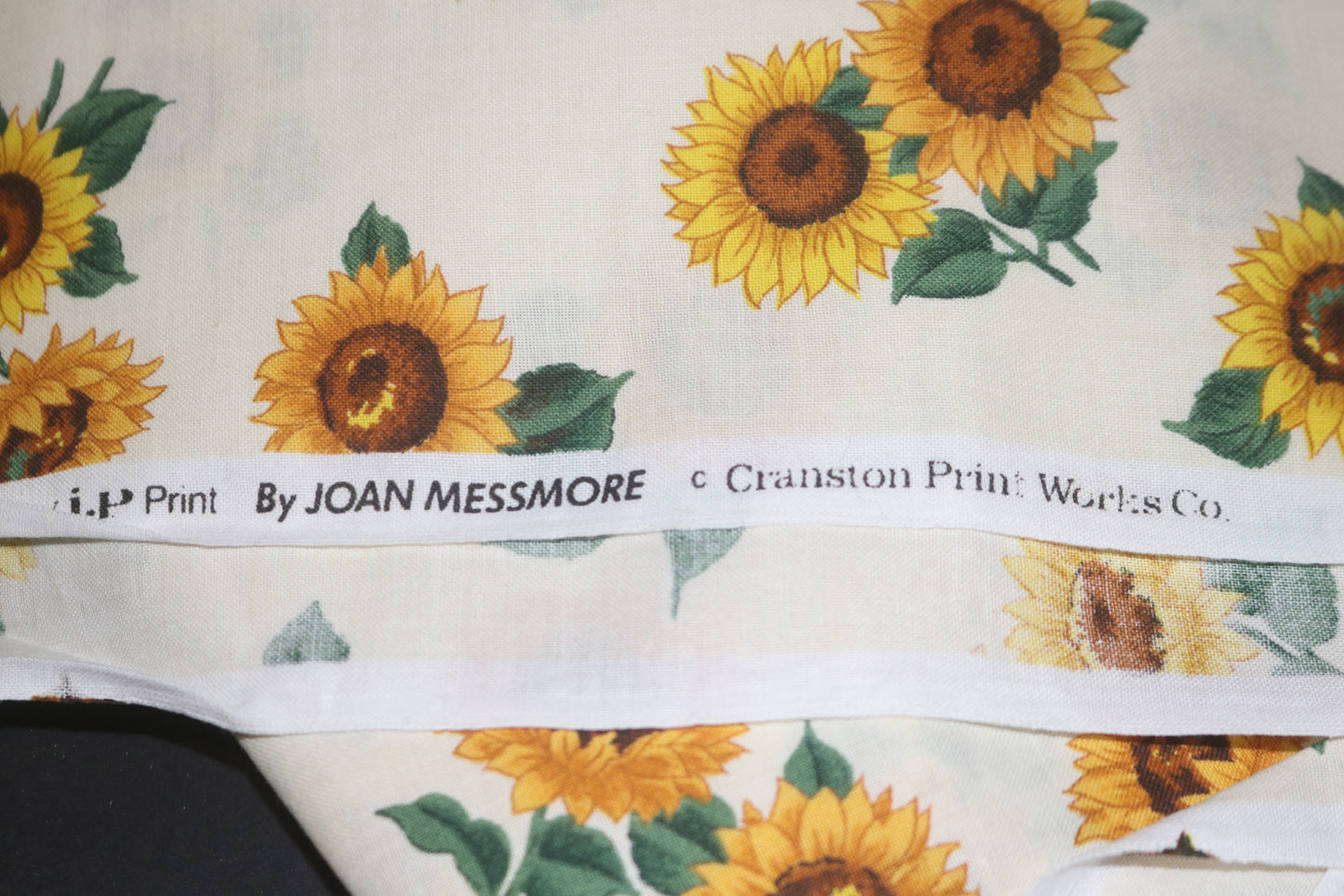 2+ Yards Vintage Cranston Prints Sunflower Joan Messmore Fabric Piece 98" x 44"